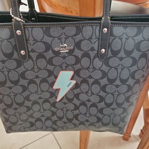 COACH Reversible City Tote Lightning Bolt Motif
